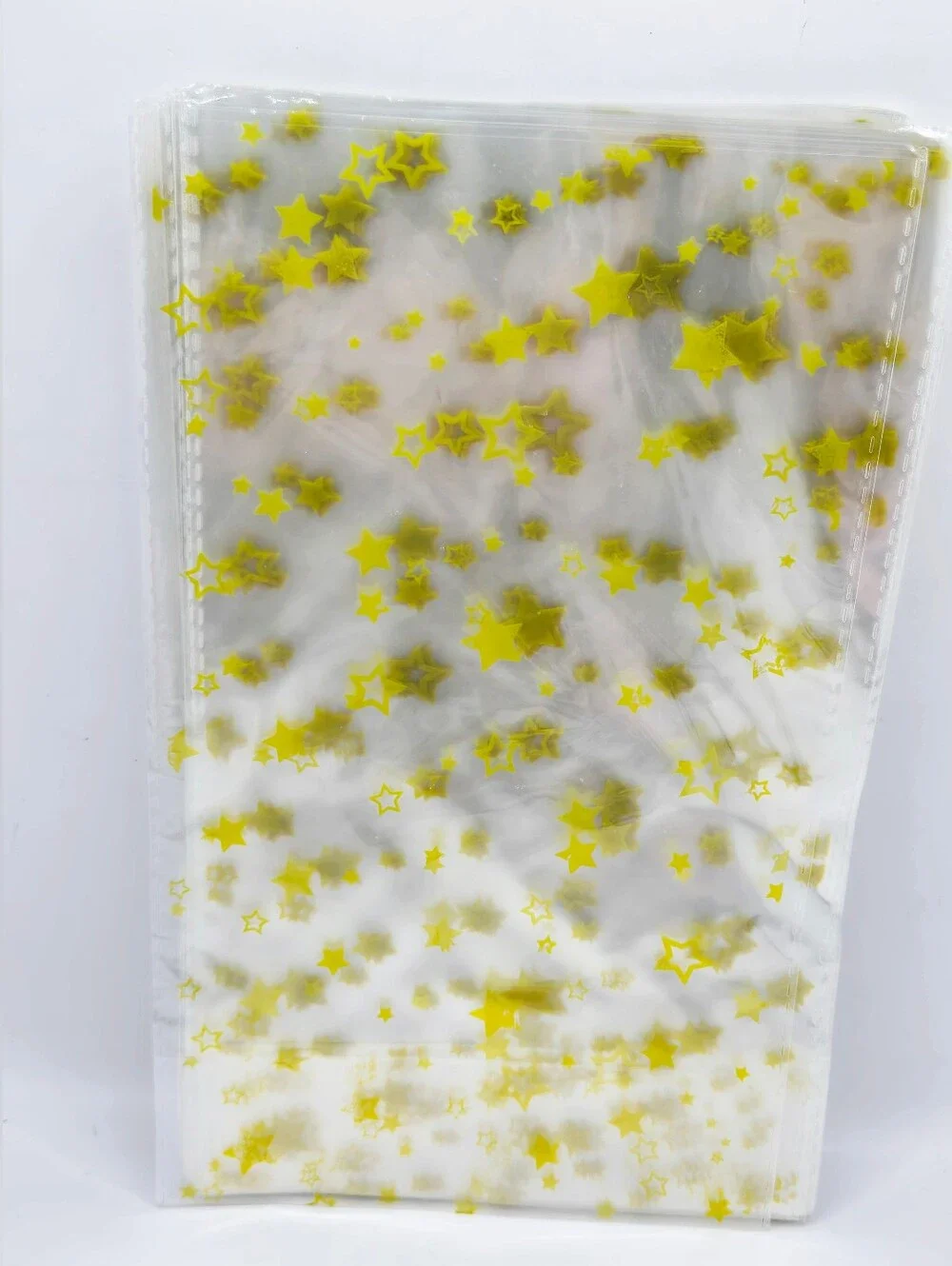 Clear Cellophane Treat Bags with Gold Stars & Gold Twist Ties Ne